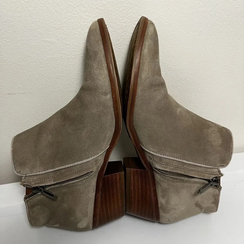 Sam Edelman Womens Petty Putty Beige‎ Suede Leather Zip Ankle Bootie sz 8.5 READ - Picture 3 of 9